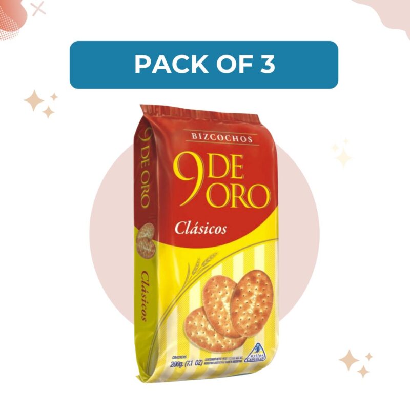9 de Oro Classic Biscuits Traditional Bizcochos, 200 g / 7.1 oz (Pack of 3)