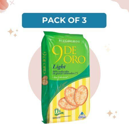 9 de Oro Light Biscuits Traditional Bizcochos Light, 170g Pack of 3