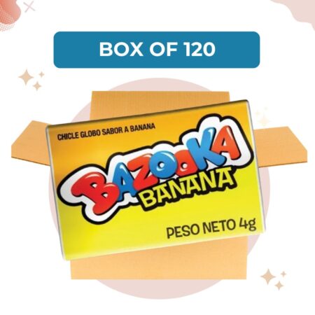 Bazooka Chicle Globo Banana Bubblegum, 4 g / 0.14 oz (Box of 120)
