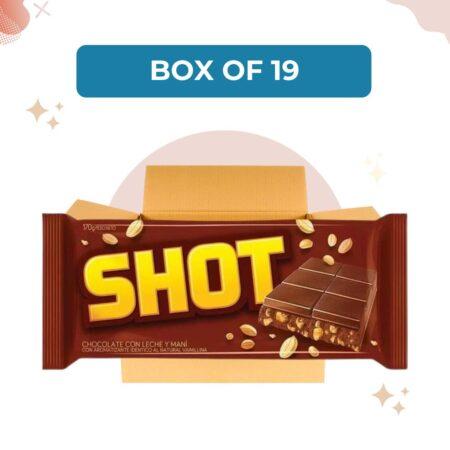 CHOCOLATE SHOT NEGRO - DARK CHOCOLATE W/PEANUT. 170 grs. (BOX OF 19)