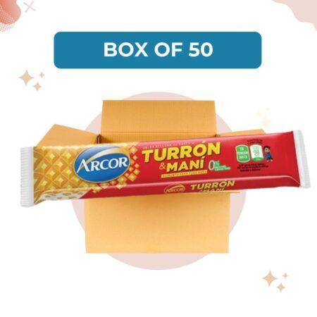 TURRÓN & MANÍ ARCOR BAR WITH HARD PEANUT CREAM AND BISCUIT, 27 G (BOX OF 50)