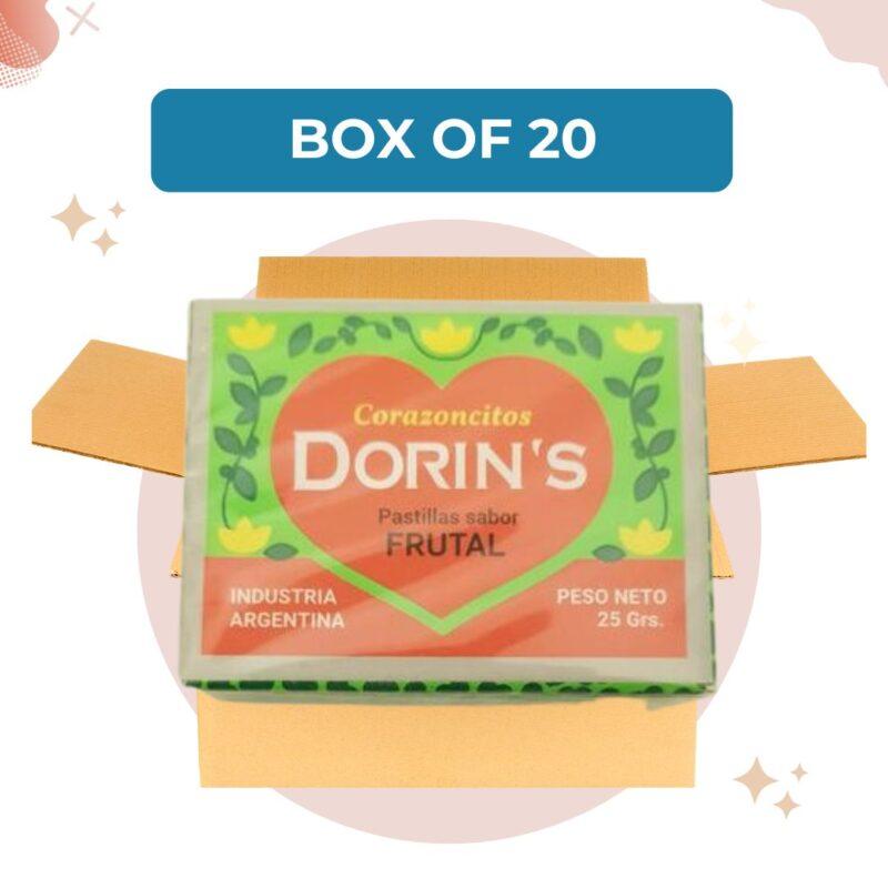 Pastillas Dorin's Tutti-Frutti Hard Candy Heart Shaped, 25 g / 0.9 oz (Box of 20)
