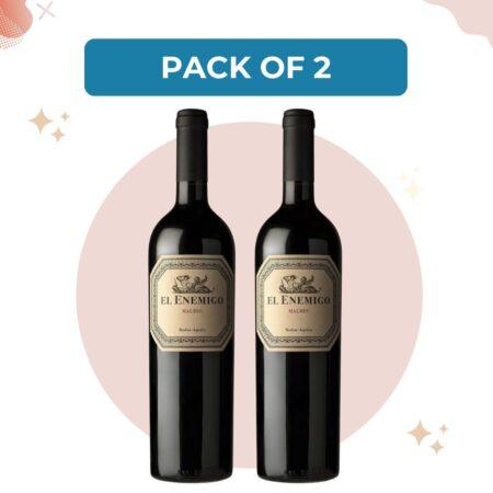 El Enemigo Vino Tinto Malbec Wine from Mendoza, Argentina 750 ml / 25.4 oz (Pack of 2)