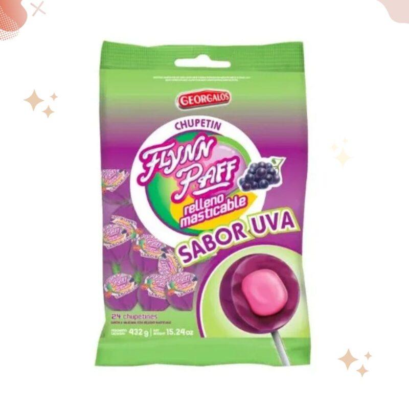 Flynn Paff Chupetines Uva Fruit Flavored Lollypops, 432 g / 15.24 oz (bag of 24 lollypops)