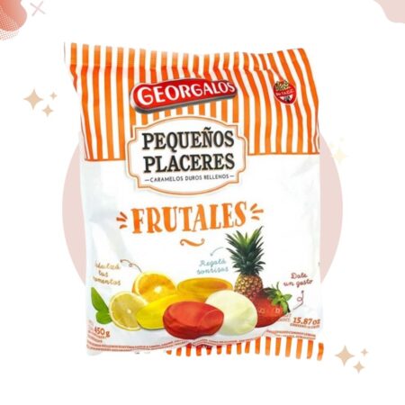 Caramelos Georgalos Pequeños Placeres Frutales Assorted Fruits Filled Hard Candies, 450 g / 15.9 oz bag