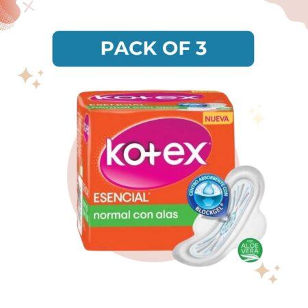 Kotex Toallitas Femeninas Esencial Con Alas Antibacterial Feminine Wipes, 10 count (Pack of 3)