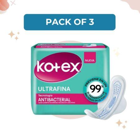 Kotex Toallitas Femeninas Ultrafina Con Alas Antibacterial Feminine Wipes, 10 count (Pack of 3)