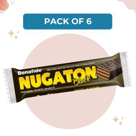 Nugaton Black Candy Bar with Peanut Butter, Cacao and Chocolate Coated, 27 g / 0.95 oz (Pack of 6)