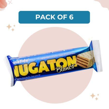Nugaton Candy Bar with Peanut Butter, Cacao and White Chocolate Coated, 27 g / 0.95 oz (Pack of 6)