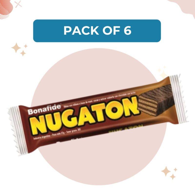 Nugaton Candy Bar with Peanut Butter, Cacao and Chocolate Coated, 27 g / 0.95 oz (Pack of 6)