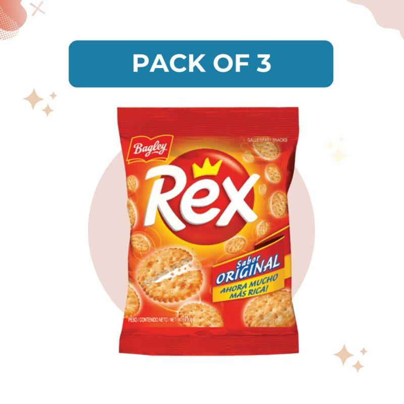 Rex Cheese Snack Crackers Original Flavor Gear Shape, 75 g / 2.64 oz (Pack of 3)