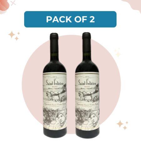Saint Felicien Vino Tinto Malbec Red Wine from Mendoza, Argentina, 750 ml / 25.4 fl oz ea (Pack of 2)