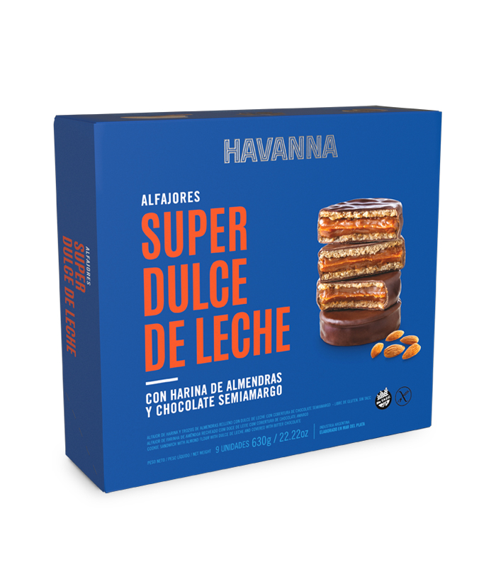 ALFAJOR HAVANNA SUPER DULCE DE LECHE (BOX OF 9) SIN TACC