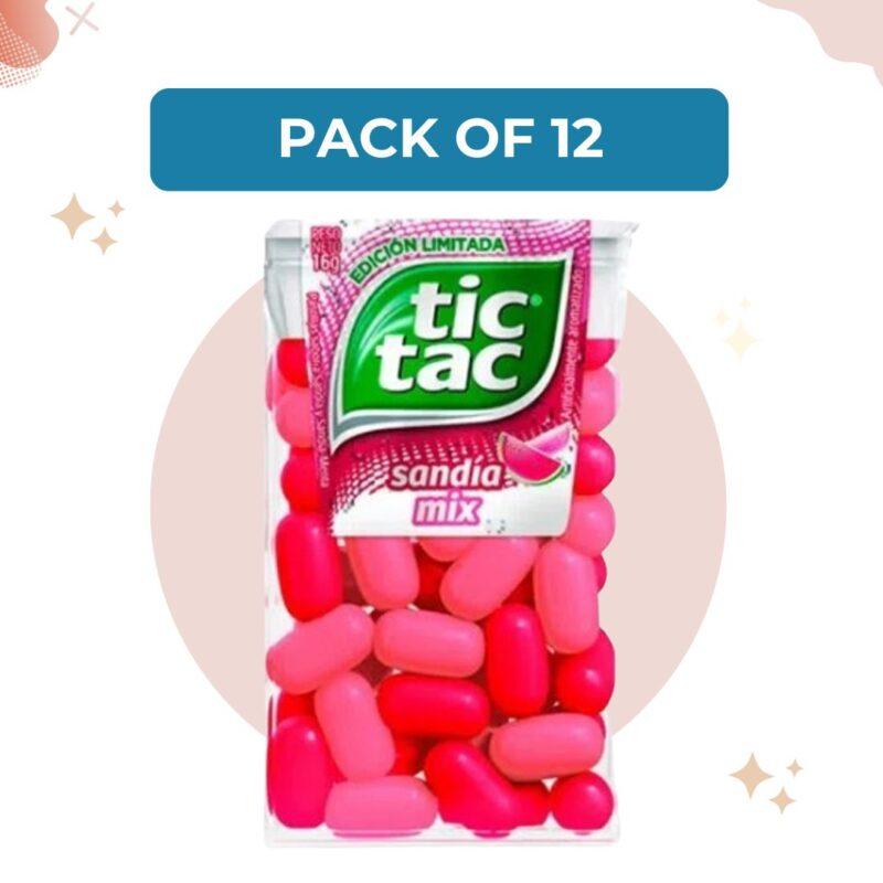 Tic Tac Pastillas Sandía Mix Fresh Breath Mints Watermelon Flavor Candies, 16 g / 0.56 oz each (Pack of 12)