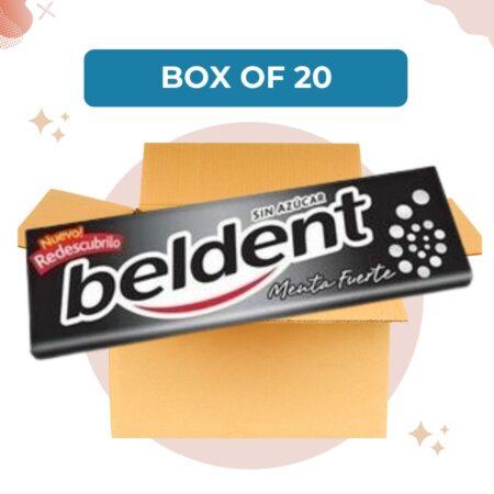 Beldent Chicle Menta Fuerte Extra Mint Bubblegum Fresh No Sugar, 10 g / 0.35 oz (Box of 20)