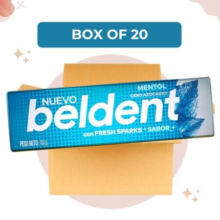 Beldent Chicle Menthol Bubblegum with Fresh Sparks - No Sugar Added, 10 g / 0.35 oz (Box of 20)