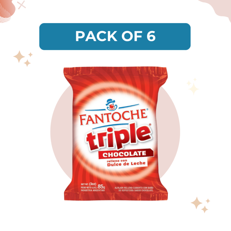 Alfajor Fantoche Triple Dulce de Leche - Pack of 6