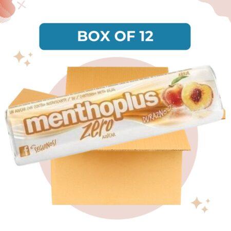 Menthoplus Zero Durazno, Peach Lyptus Hard Candy With Menthol & Pectin, 26.64 g / 0.93 oz ea (Box of 12)