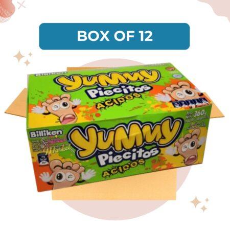 Yummy Piecitos Acidos Acid Candies Gummies Assorted Fruit Flavors Box of 12